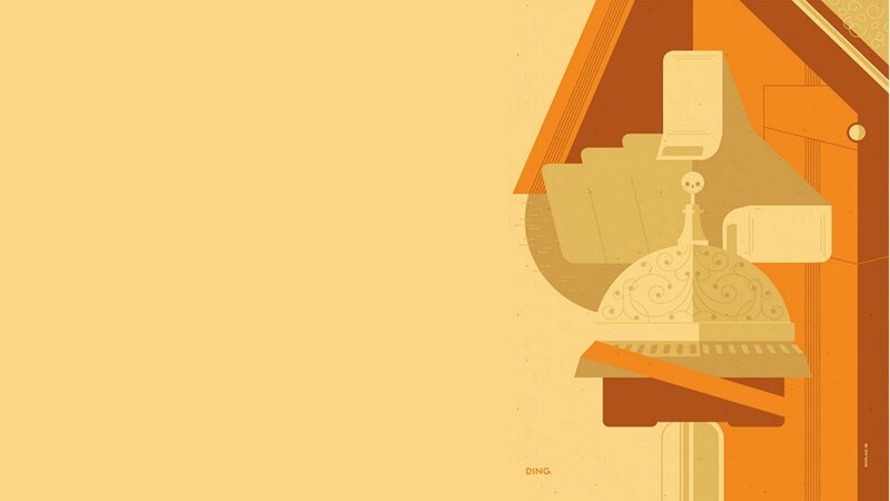 Skeleton at Piano — Orange