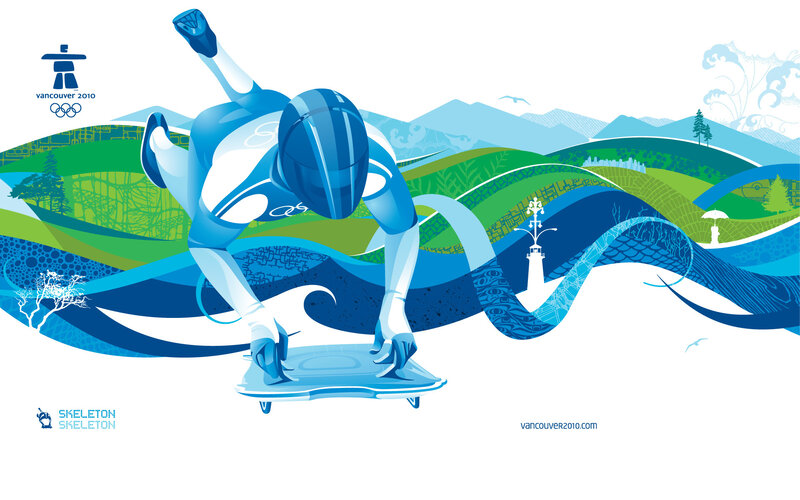 Skeleton athlete in action