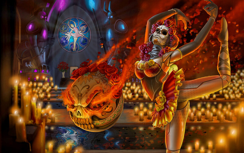 Skeleton Ballerina Dancer — Orange