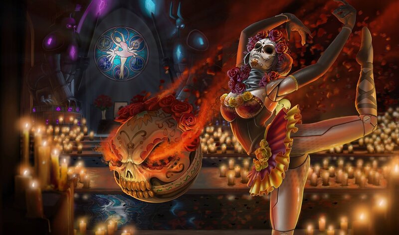 Skeleton Ballerina Dancer — Red