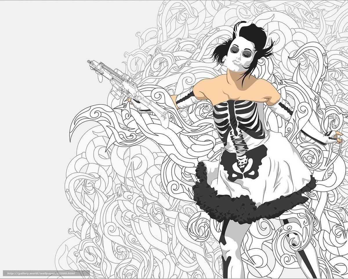 skeleton ballerina with rifle