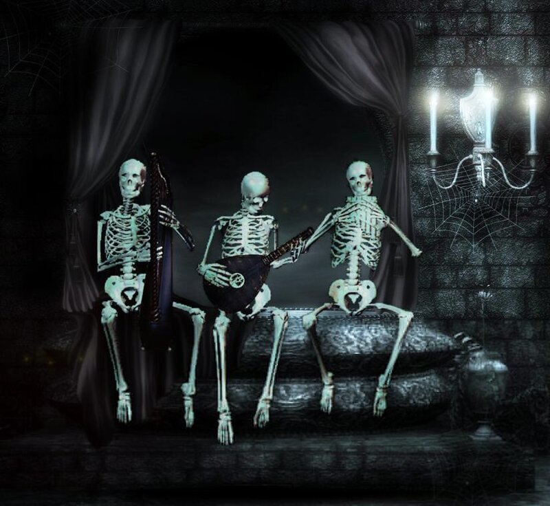 skeleton band performing music