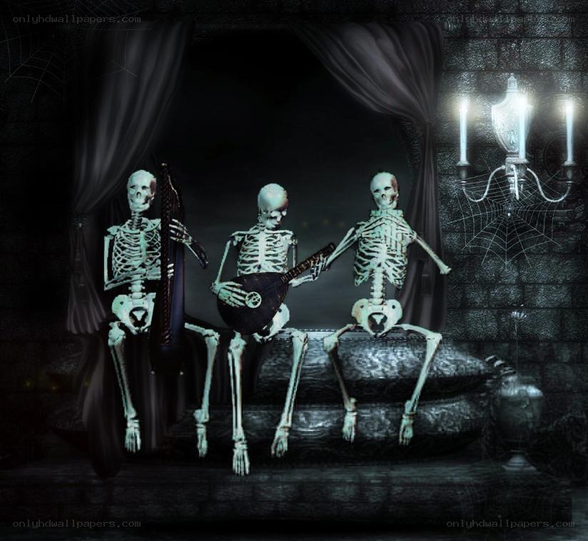 skeleton band performing music