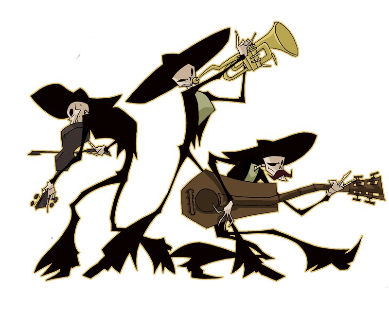 skeleton band playing music
