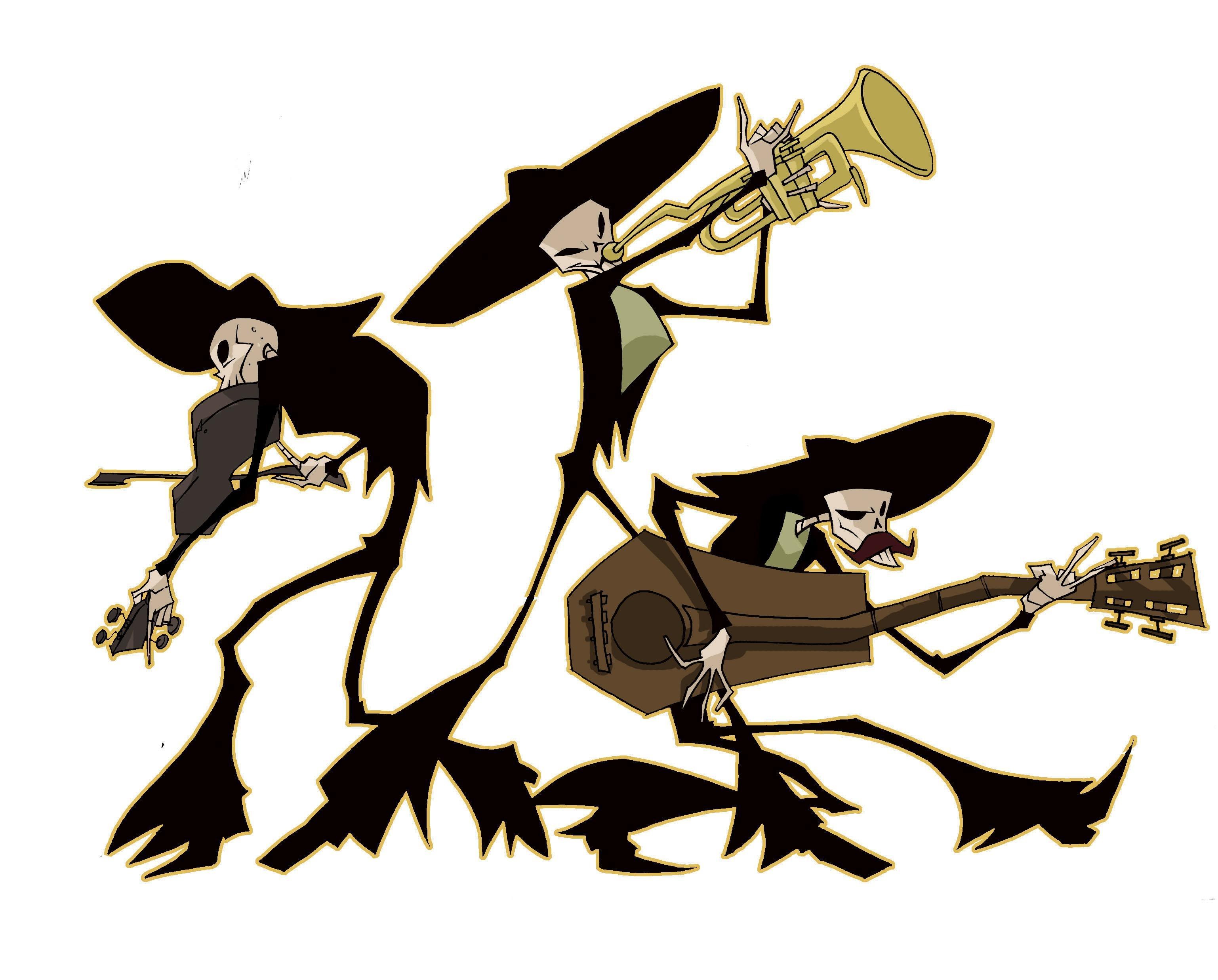 skeleton band playing music