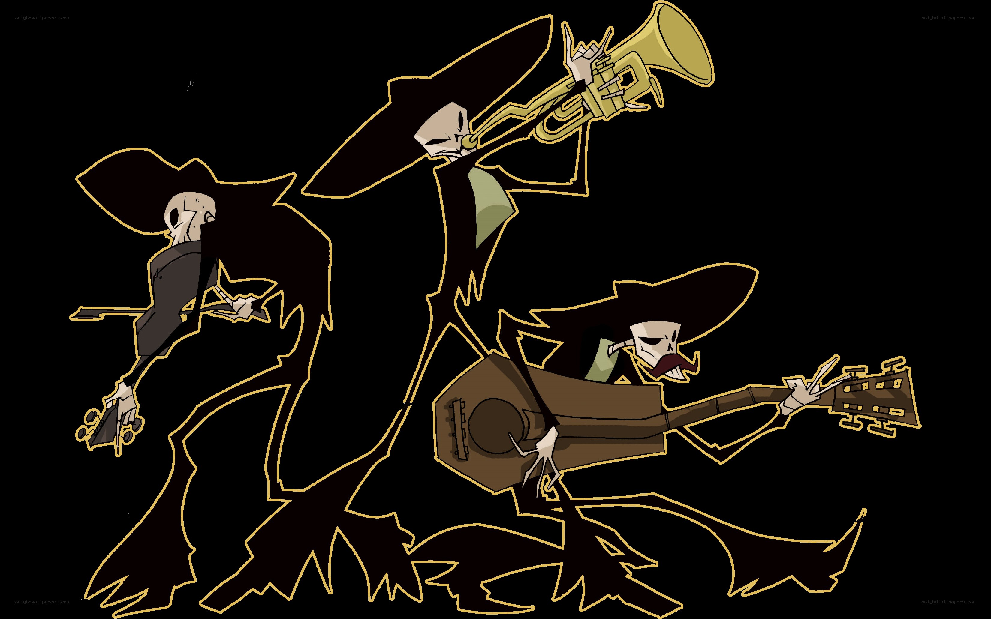 skeleton band playing music