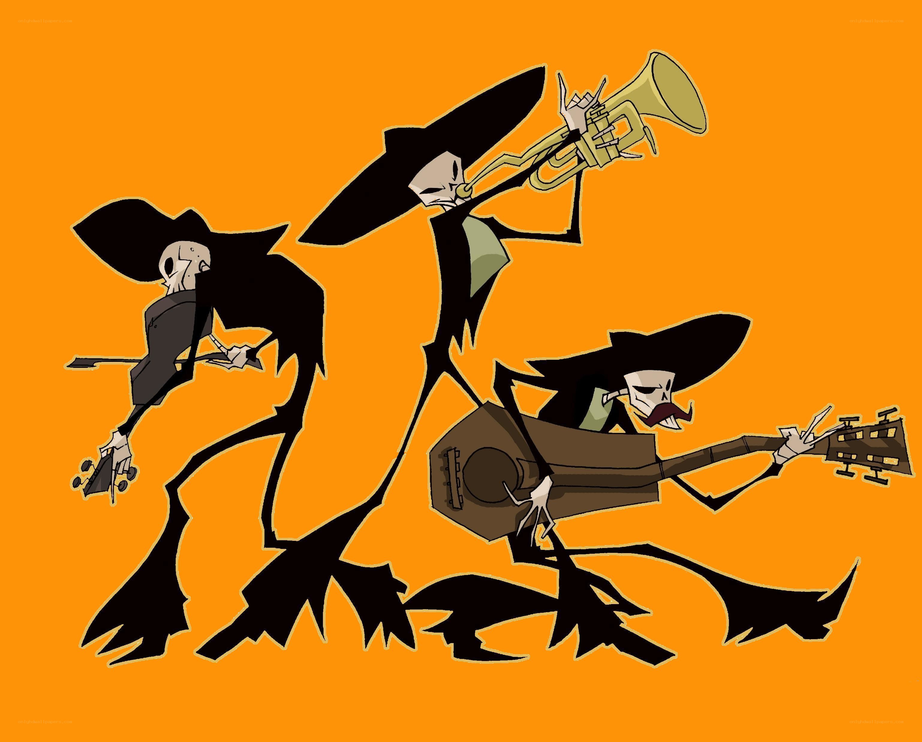 skeleton band playing music