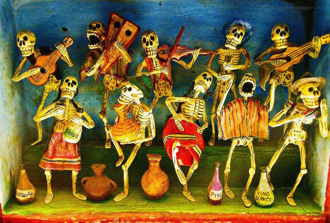 skeleton band playing music