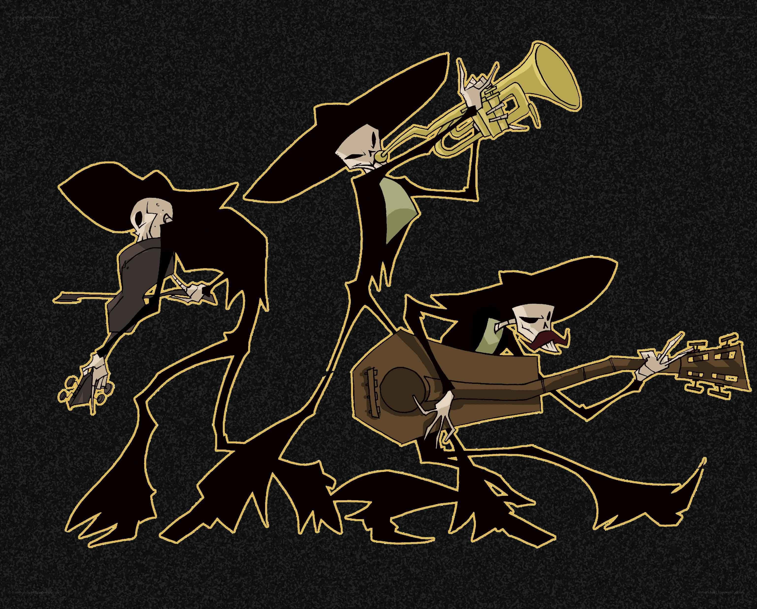 skeleton band playing music