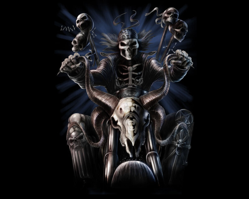 Skeleton Biker on Motorcycle