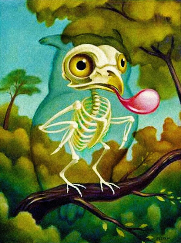 Skeleton Bird on Branch