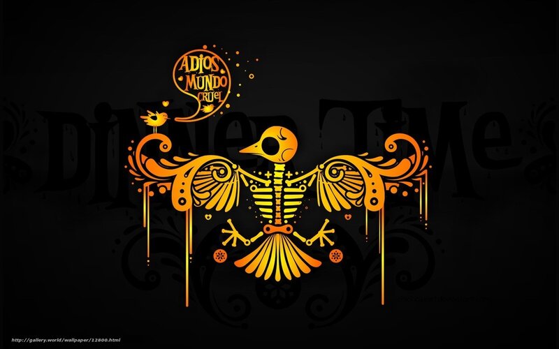 skeleton bird with adios mundo cruel