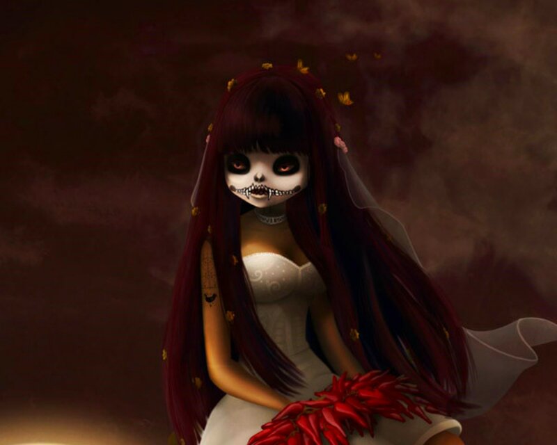 Skeleton Bride with Red Hair