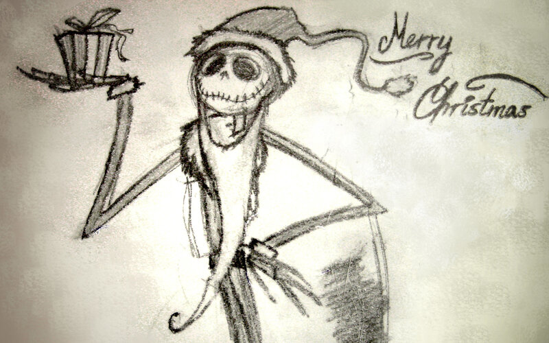 Skeleton Character Holding Gift