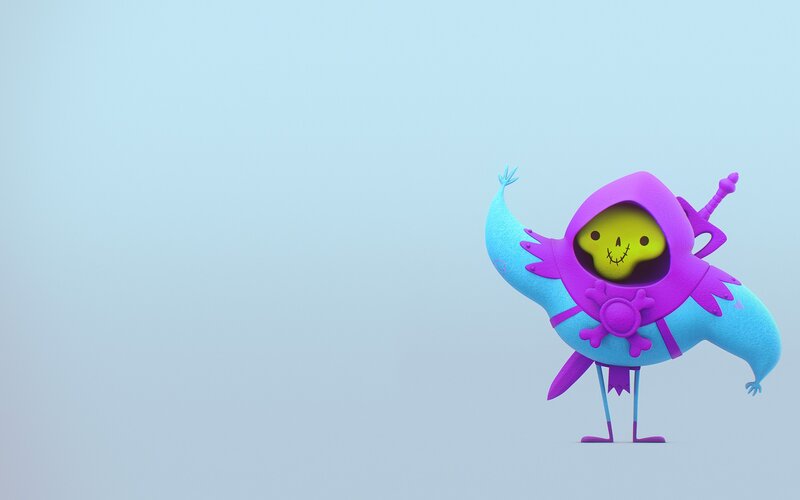 Skeleton Character in Cloak — Purple