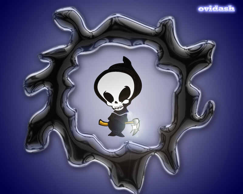 skeleton character in gear frame