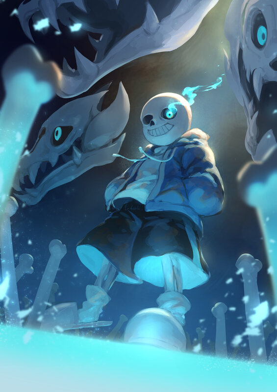 Skeleton Character in Hoodie — Blue