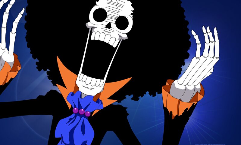 Skeleton Character with Afro — Black, Dramatic, Anime
