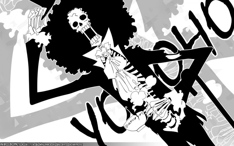 Skeleton Character with Afro — Black, Dramatic, Manga