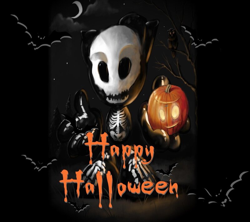 Skeleton Character with Pumpkin