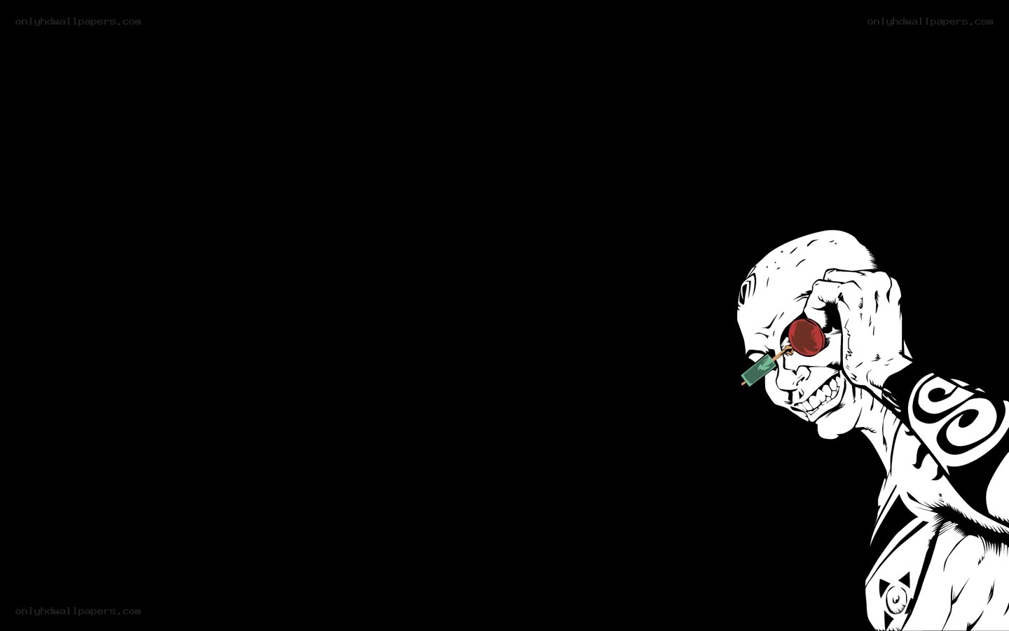 skeleton character with red eye