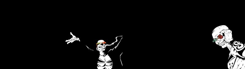 skeleton characters in black background