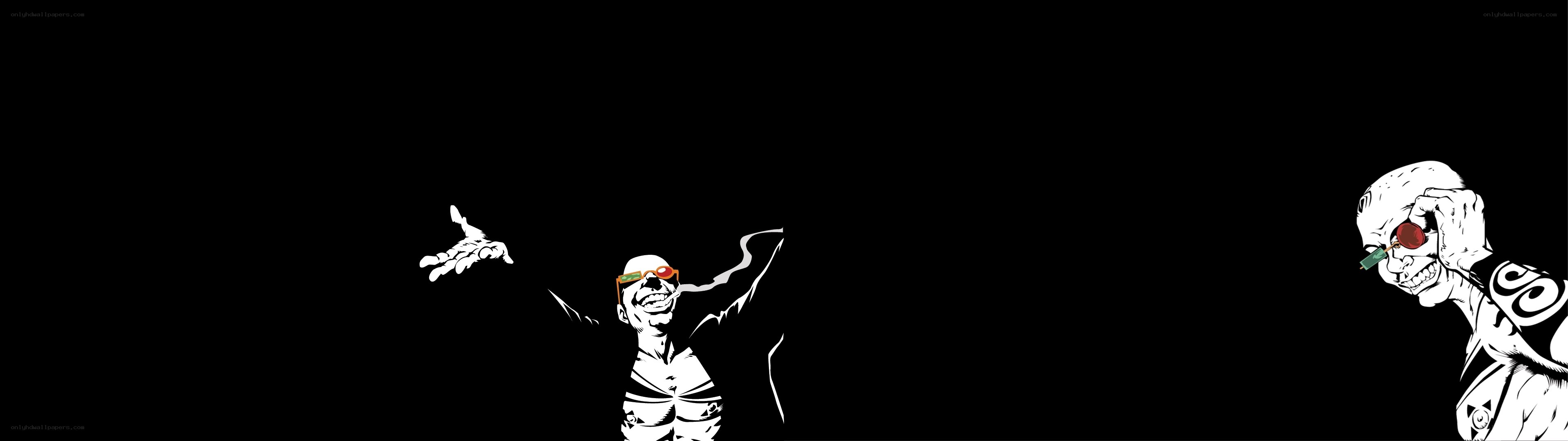 skeleton characters in black background