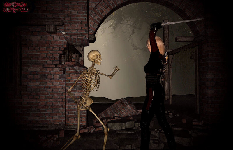 skeleton combat scene