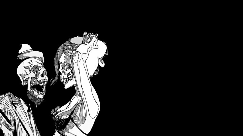 Skeleton Couple Dancing — Black, Dark