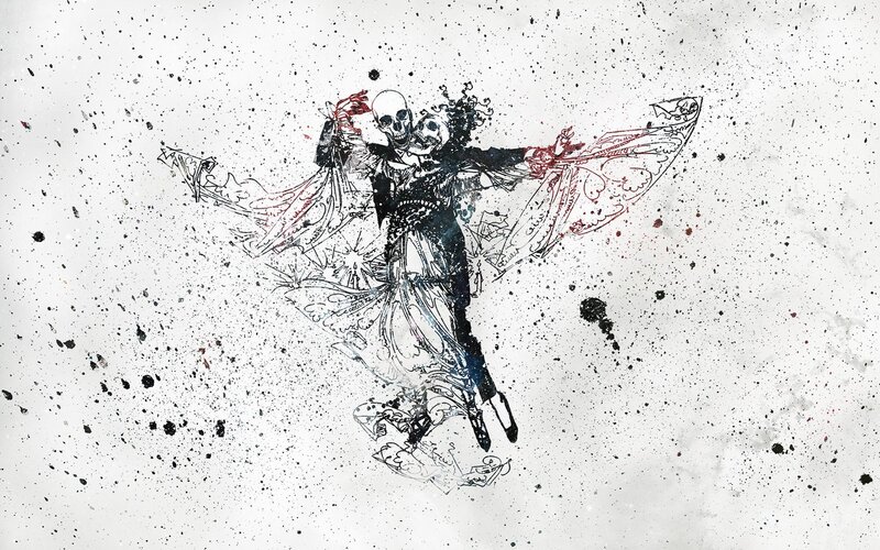 Skeleton Couple Dancing — Black, Dramatic, Illustration