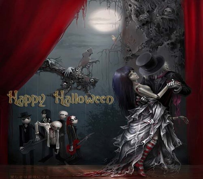 Skeleton Couple Dancing — Red