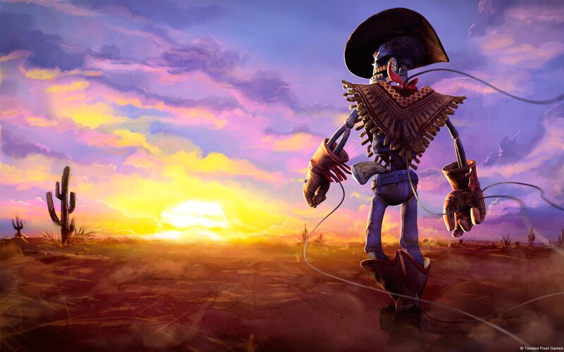 Skeleton Cowboy in Desert — Purple, Dramatic