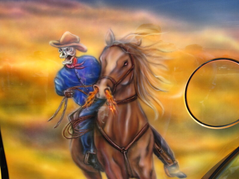 Skeleton Cowboy on Horse — Yellow