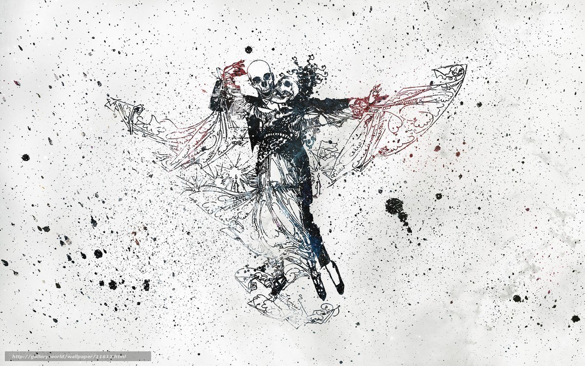 skeleton dancers in splattered art