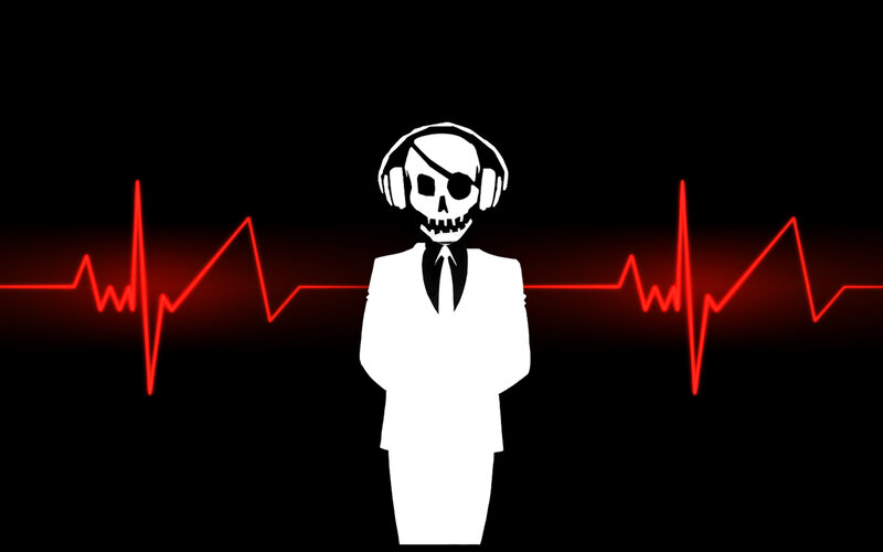 skeleton dj with heartbeat