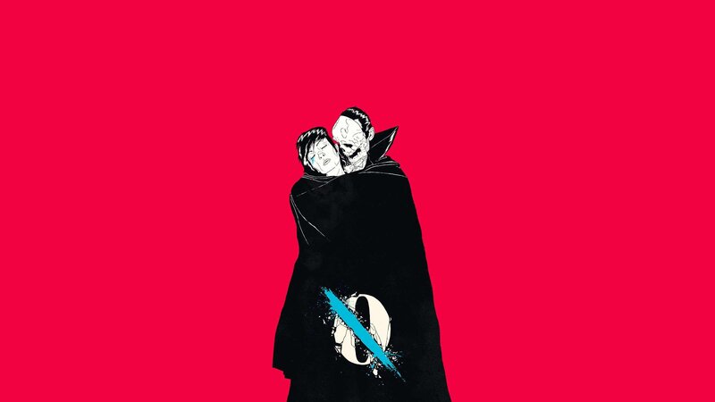 Skeleton Embracing Woman — Red, Dramatic