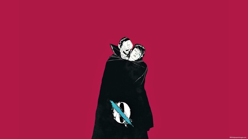 Skeleton Embracing Woman — Red
