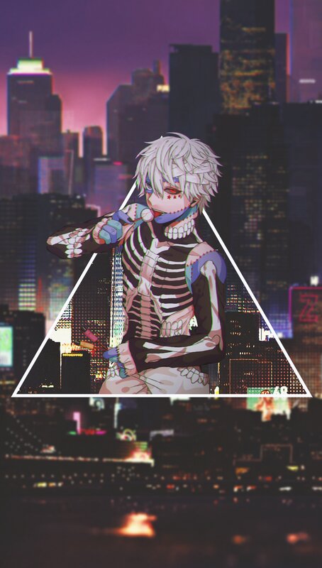 Skeleton-faced Anime Character
