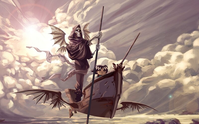 Skeleton Ferryman with Child
