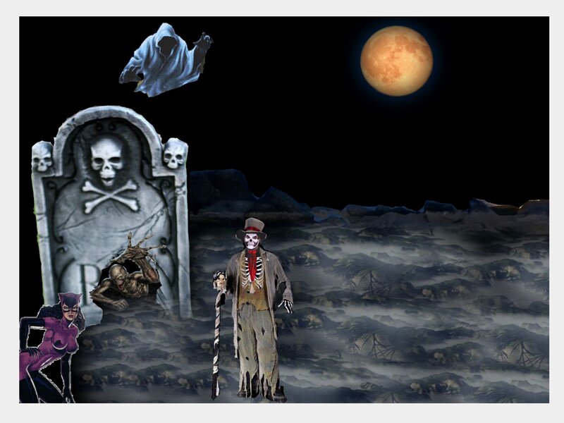 Skeleton Figure in Graveyard
