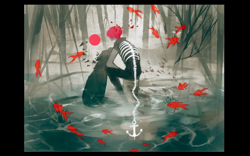 Skeleton Figure in Water