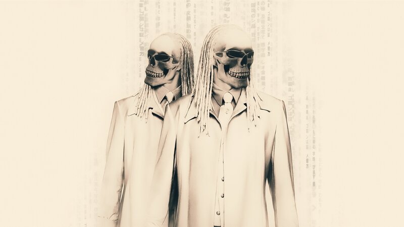 skeleton figures in suits