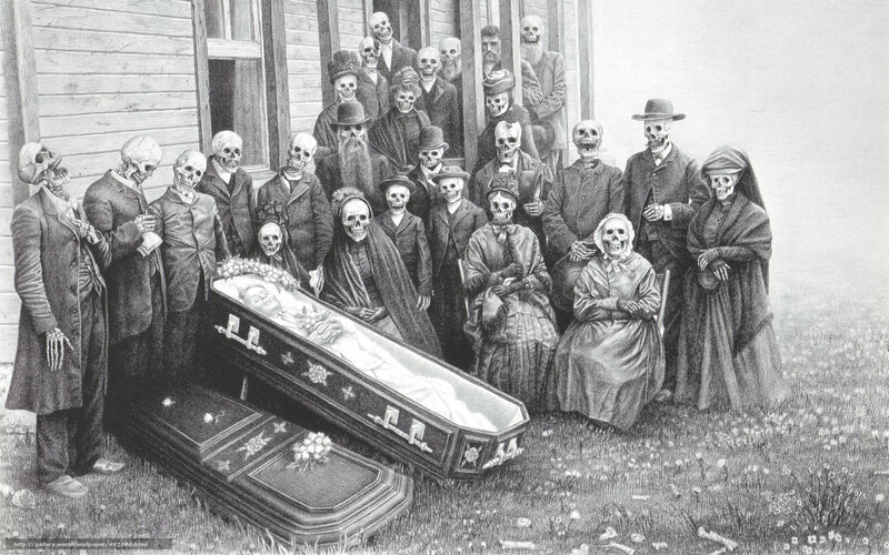 Skeleton funeral procession