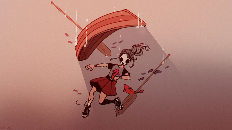 Skeleton Girl in Boat