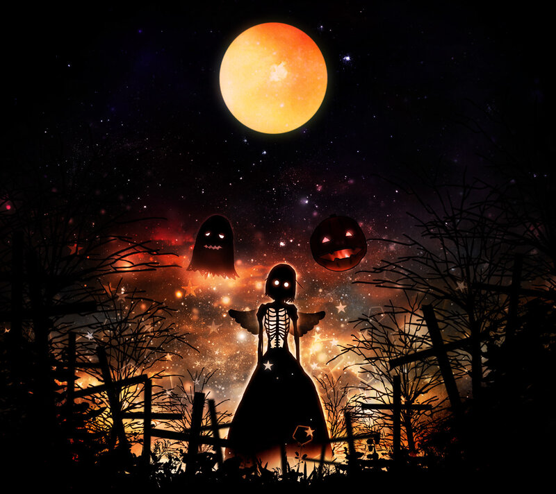 Skeleton Girl in Graveyard