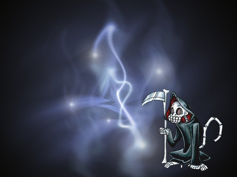 Skeleton Grim Reaper — Black, Dramatic, Night, Digital Art, Scythe, Lightning