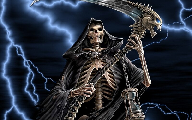 Skeleton Grim Reaper — Black, Dramatic, Night