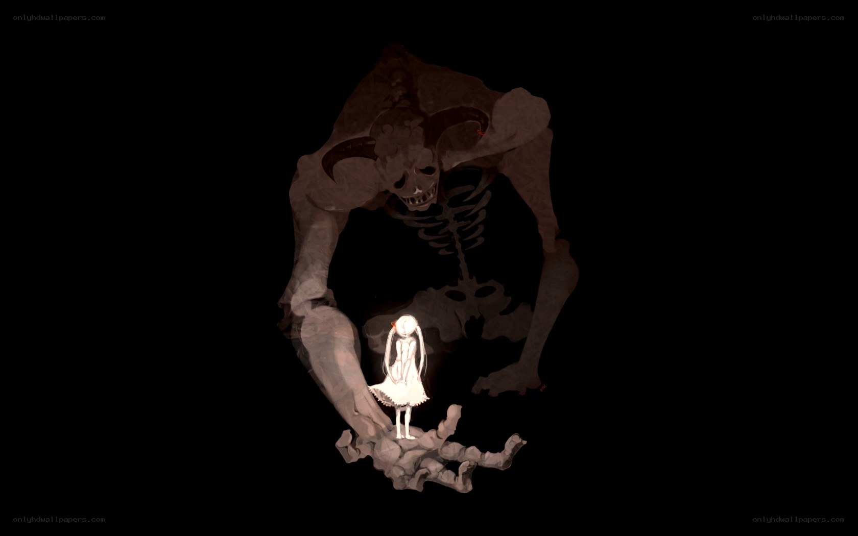 skeleton holding a girl