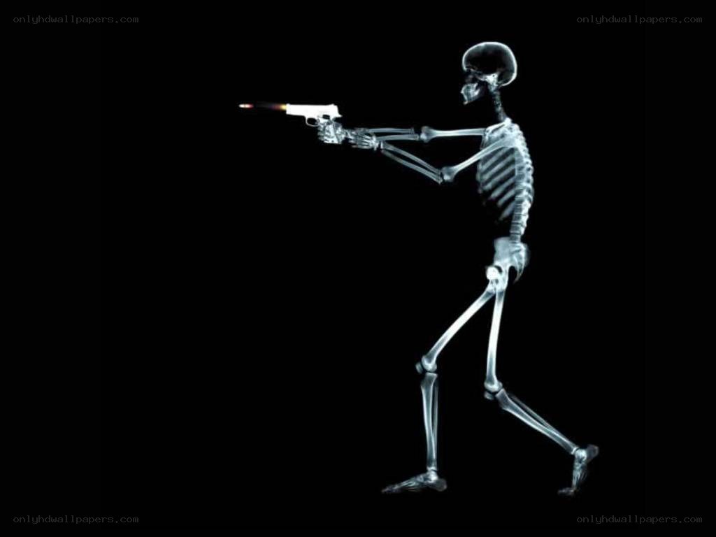skeleton holding a gun