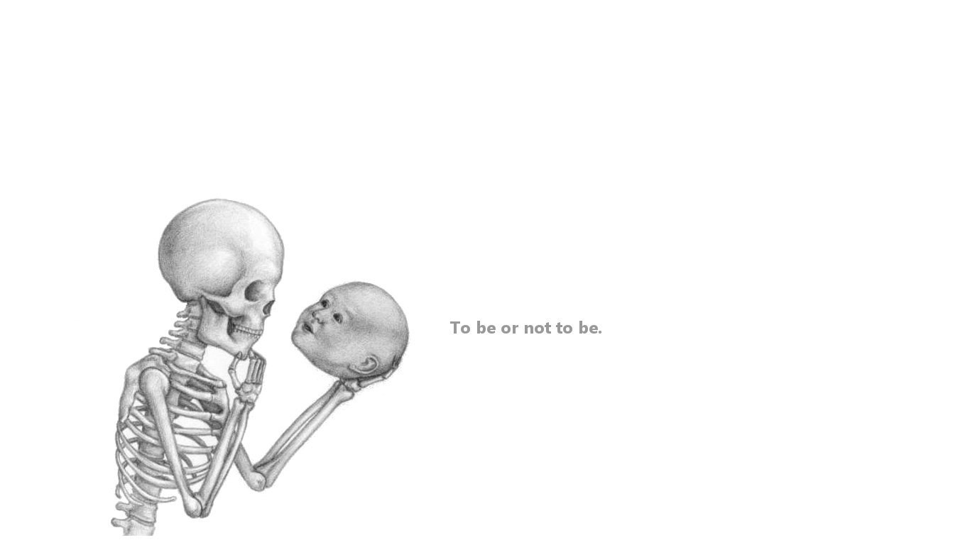 skeleton holding baby head